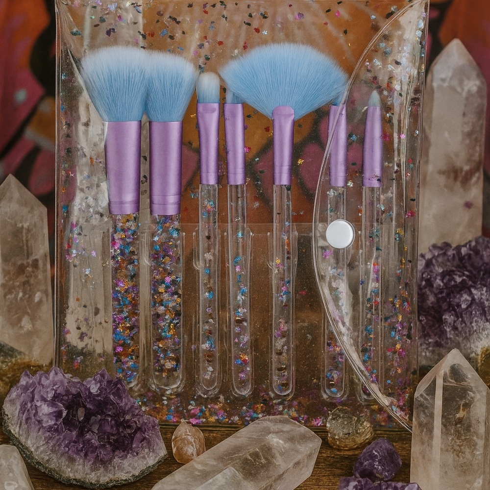 Liquid Glitter Makeup Brush Set with Bag